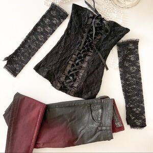 NEW Armani Exchange Leather Like Wine/Black Pants